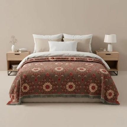 Woven Cotton Blanket with Fringe