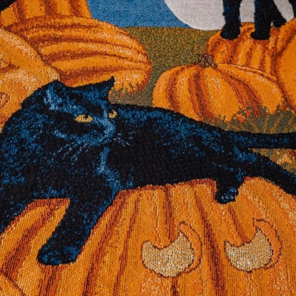 Halloween Throw Blanket with Pumpkin and Cat Design – image 5