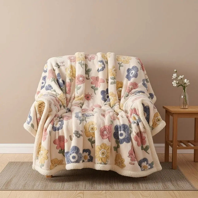 Throw Blanket for Bed and Sofa, Floral Design