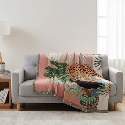 Woven Throw Blanket, Boho Sofa Cover Blanket with Bold Shapes – image 5