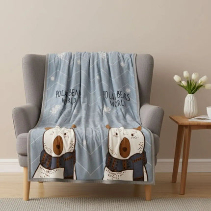 Flannel Throw Blanket, Children's Blanket with Animal Print, Lightweight Soft Blanket for Bed and Sofa