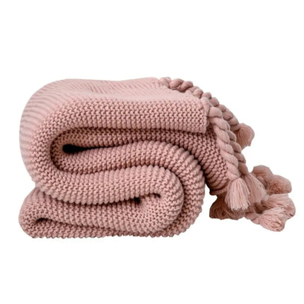 Throw Blankets, Knit Cotton Blanket with Twisted Tassels – image 10