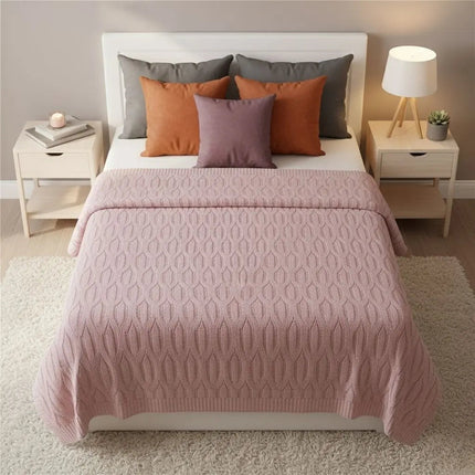 Bamboo Throw Blanket, Striped Knitted Blanket for Bed