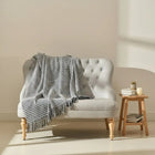 Woven Throw Blanket, Waffle Blanket with Tassels, Lightweight Sofa Throw and Travel Blanket for Spring and Fall