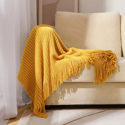Chenille Throw Blanket with Long Fringe, Soft Blanket for Bed, Cozy Blanket for Couch, Decorative Sofa Cover – image 9