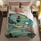 Woven Throw Blanket, Artistic Couch Cover Blanket for Sofa and Bed, Soft Blanket with Bold Shapes, Wall Tapestry