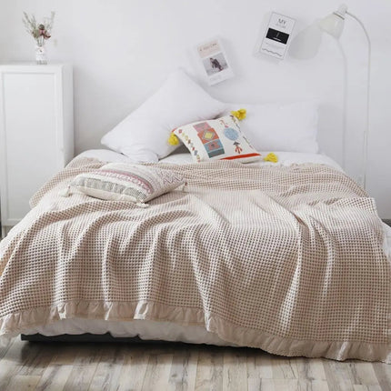 Throw Blanket for Bed and Sofa, Soft Breathable Waffle Weave Blanket – image 5