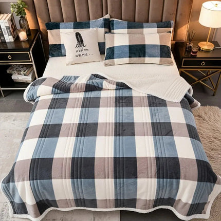 Cashmere Blend Throw Blanket, Three Layer Floral Cozy Blanket for Bed and Sofa