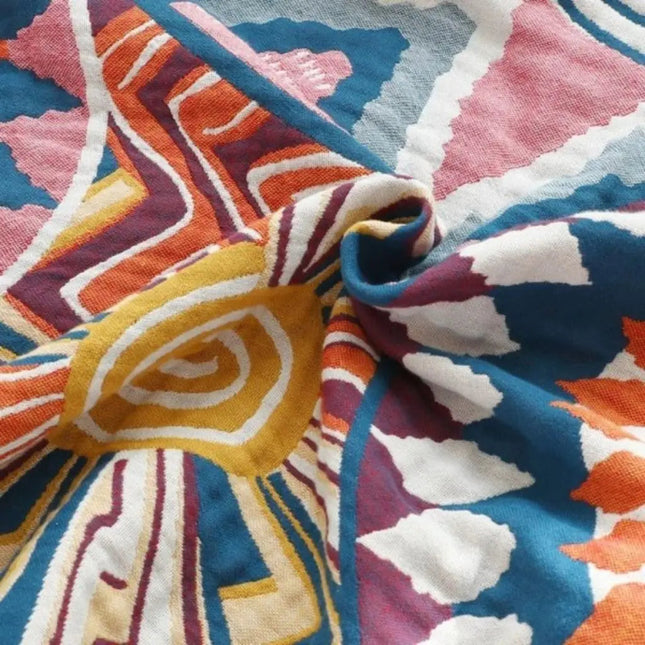 Double Layer Cotton Blanket with Geometric Print