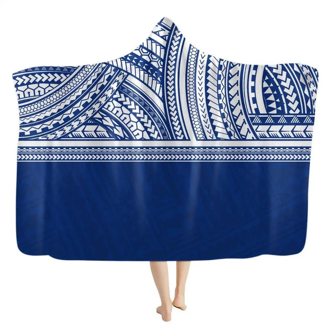 Throw Blankets, Hooded Flannel Blanket with Boho Turtle Print
