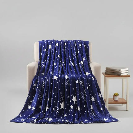 Flannel Throw Blanket, Star Blanket with Night Sky Constellation Pattern, Lightweight Soft Blanket, Sofa Throw