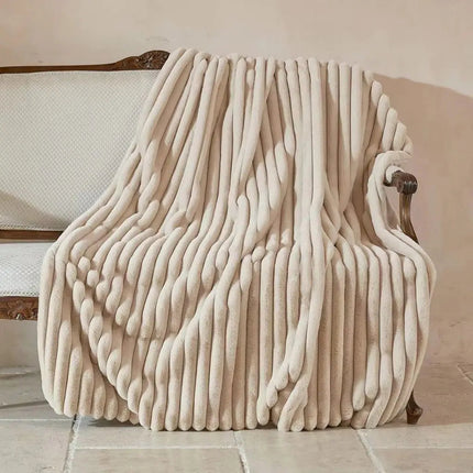 Throw Blanket for Couch, Soft Blanket with Striped Jacquard