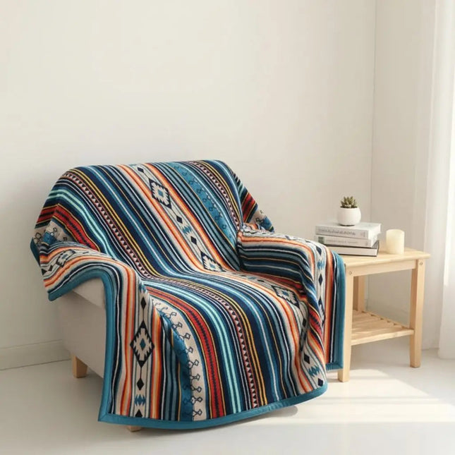 Fleece Throw Blanket, Geometric Soft Fleece Blanket for Bed, Colorful Coral Fleece Couch Throw for Cold Weather