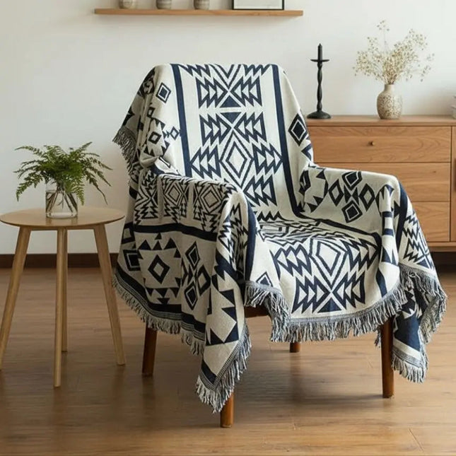 Geometric Woven Cotton Blanket