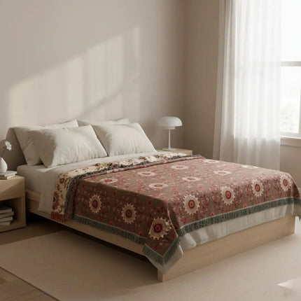 Woven Cotton Blanket with Fringe – image 4