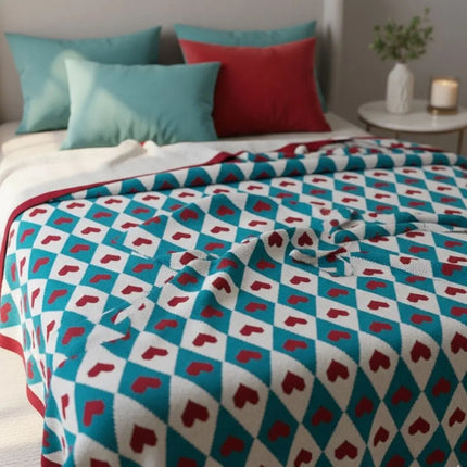 Knit Throw Blanket, Geometric Knitted Blanket for Couch and Bed, Lightweight Sofa Throw for Naps and Lounging – image 4