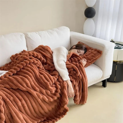 Warm Soft Blanket with Ribbed Texture for Bed – image 8