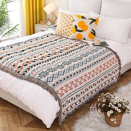 Woven Throw Blanket, Artistic Couch Cover Blanket for Sofa and Bed