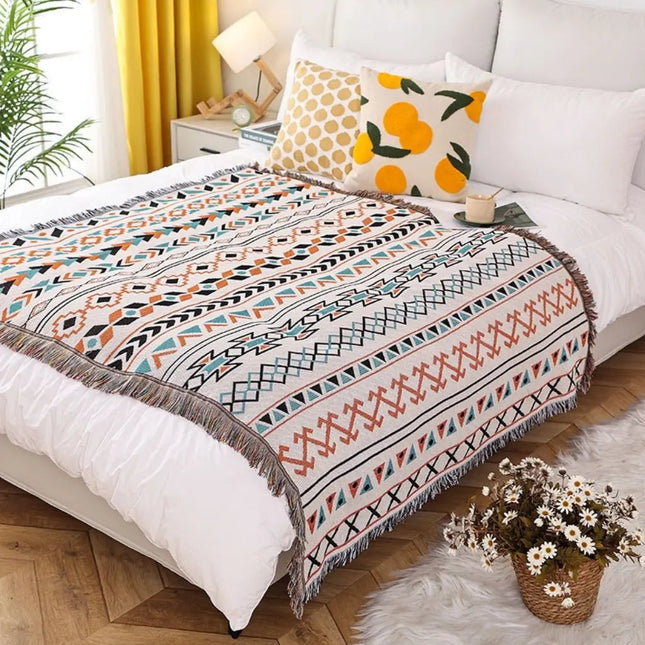 Woven Throw Blanket, Artistic Couch Cover Blanket for Sofa and Bed