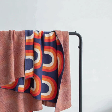 Cotton Blanket, Rainbow Knit Throw Blanket for Couch, Lightweight Boho Sofa Throw for All Seasons – image 5