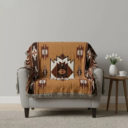 Woven Throw Blanket, Tarot Tapestry Blanket with Celestial Moon Design, Boho Fringe Sofa Throw for Bed and Wall Hanging