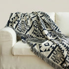 Cotton Throw Blanket with Fringe, Geometric Woven Cotton Blanket, Sofa Throw, Lightweight Comforter for Bed