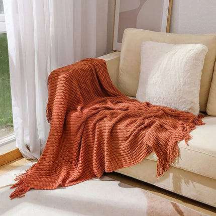 Chenille Throw Blanket with Long Fringe, Soft Blanket for Bed – image 4