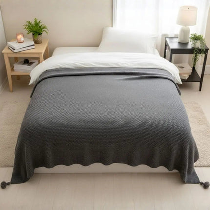 Knitted Throw Blanket with Tassels – image 7