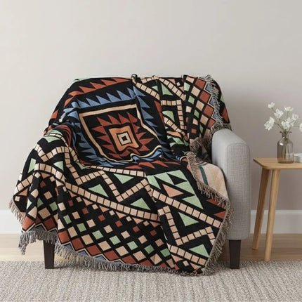 Geometric Throw Blanket for Couch, Outdoor Picnic Blanket in 10 Sizes
