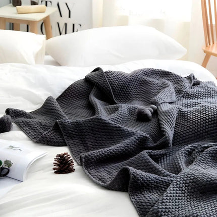 Knitted Throw Blanket with Tassels, Lightweight Knit Blanket for Couch – image 8