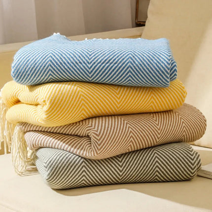 Throw Blankets for Couch, Herringbone Woven Blanket with Fringe, Lightweight Bed Blanket for All Seasons – image 9