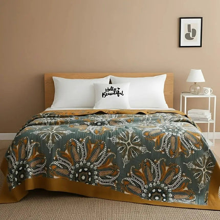 Double Layer Cotton Blanket with Geometric Print – image 4
