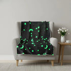 Glow in the Dark Throw Blanket, Children's Blanket with Stars and Moons, Soft Microfiber Blanket for Bed and Travel