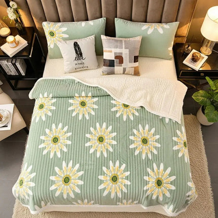 Soft Blanket with Feather Silk Interior, Three Layer Floral Cozy Blanket for Bed and Sofa – image 6