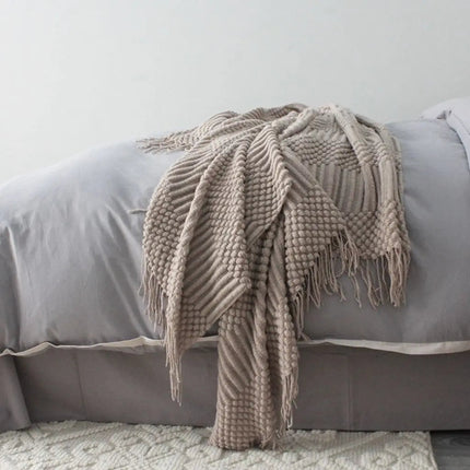 Woven Throw Blanket, Textured Couch Throw Blanket with Fringe, Lightweight Sofa Throw and Nap Blanket for Bed – image 4