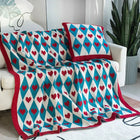 Knit Throw Blanket, Geometric Knitted Blanket for Couch and Bed, Lightweight Sofa Throw for Naps and Lounging
