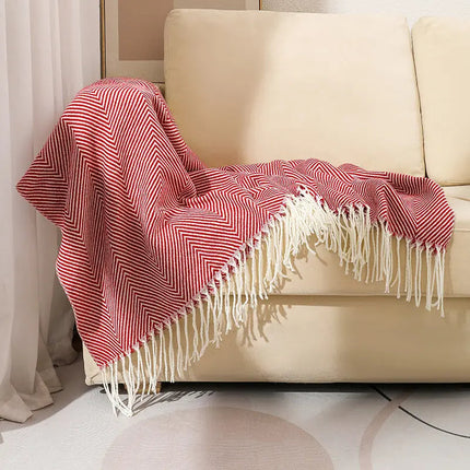 Throw Blankets for Couch, Herringbone Woven Blanket with Fringe – image 4