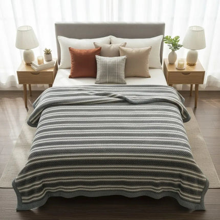 Striped Throw Blanket, Thick Cozy Blanket in Cotton Blend – image 4