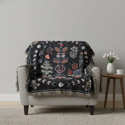 Woven Throw Blanket, Boho Fringe Sofa Throw for Bed and Wall Hanging