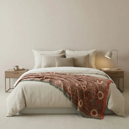 Woven Cotton Blanket with Fringe – image 6