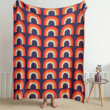 Rainbow Knit Throw Blanket for Couch, Lightweight Boho Sofa Throw for All Seasons – image 8