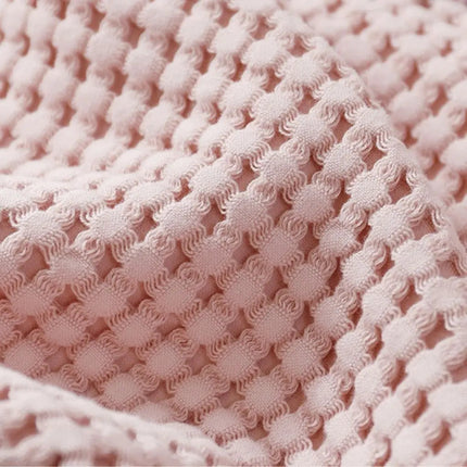 Throw Blanket for Bed and Sofa, Waffle Cotton Blanket with Lace Trim