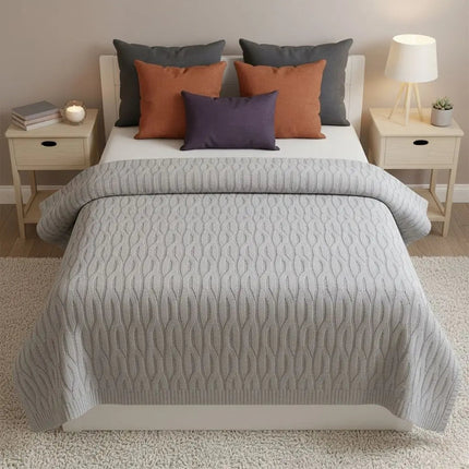 Striped Knitted Blanket for Bed, Breathable Sofa Throw for Travel – image 7