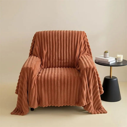 Flannel Throw Blanket, Warm Soft Blanket with Ribbed Texture for Bed