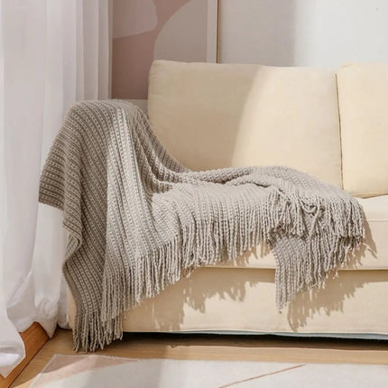 Chenille Throw Blanket with Long Fringe, Soft Blanket for Bed, Cozy Blanket for Couch, Decorative Sofa Cover – image 6