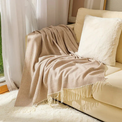 Throw Blankets for Couch, Herringbone Woven Blanket with Fringe, Lightweight Bed Blanket for All Seasons – image 6