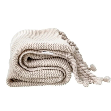 Throw Blankets, Knit Cotton Blanket with Twisted Tassels – image 7