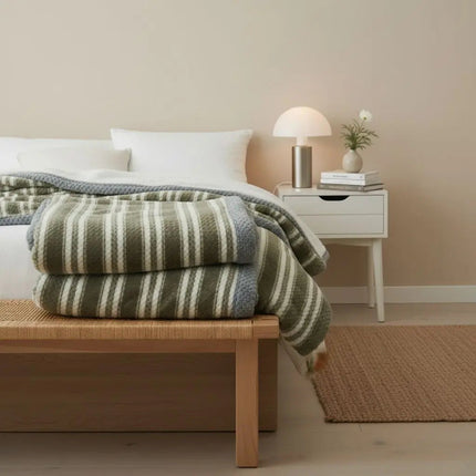 Striped Throw Blanket, Thick Cozy Blanket in Cotton Blend – image 8