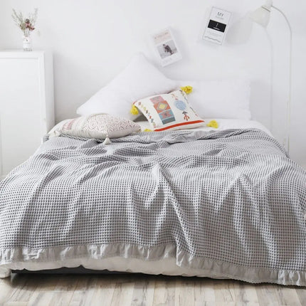 Throw Blanket for Bed and Sofa, Soft Breathable Waffle Weave Blanket – image 7