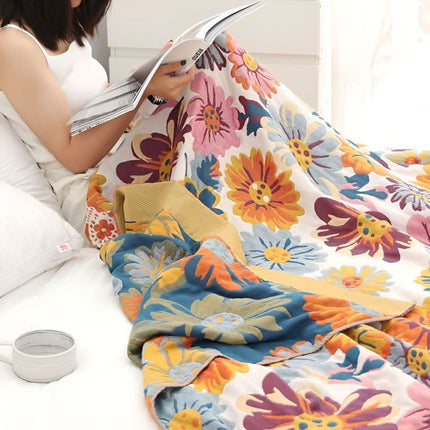 BloomBright | Organic Cotton Throw Blanket with Reversible Floral Design | Cozy Comfort for Year-Round Use 3